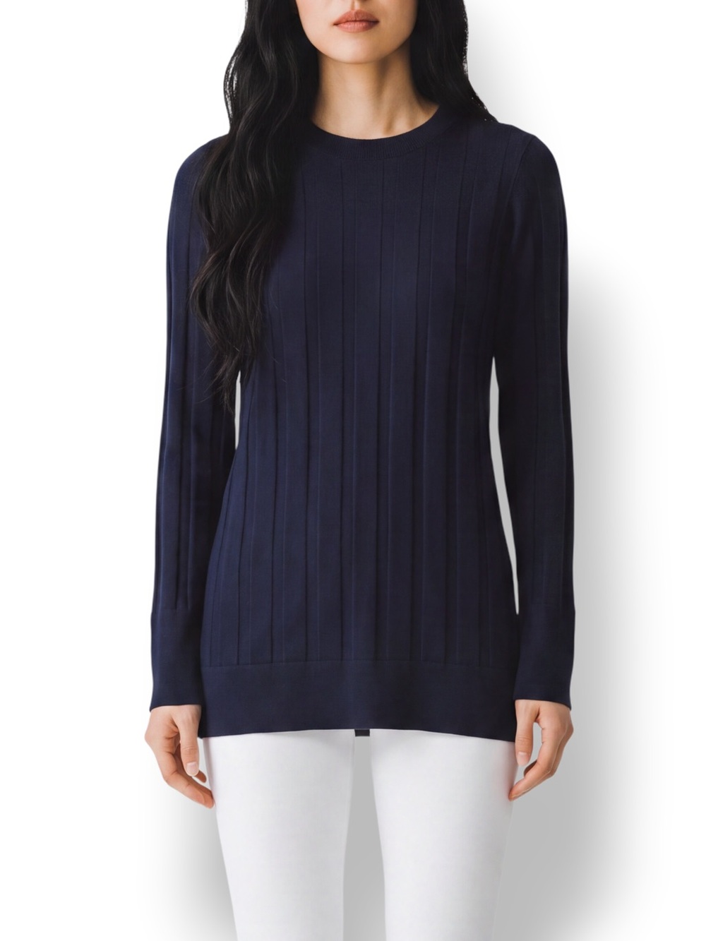 Athleta Navy Wool Blend Long Sleeve Tunic Top Medium